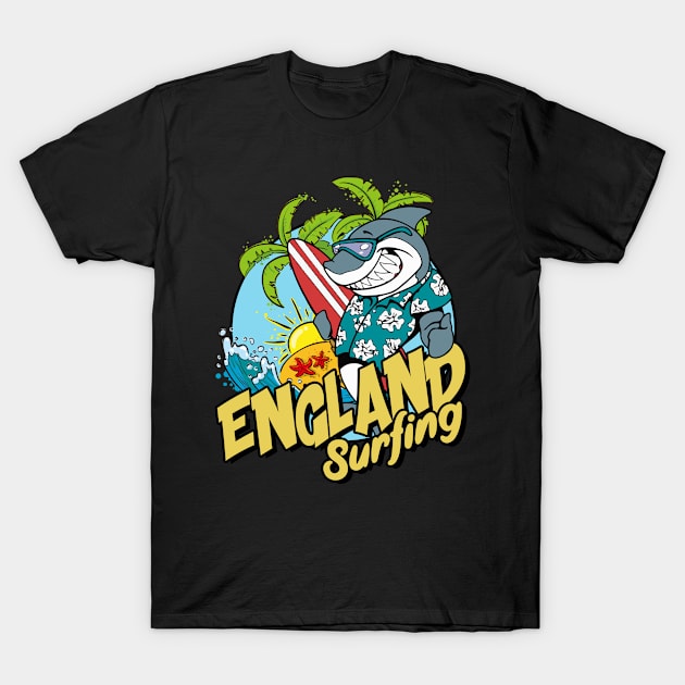 England surfing shark T-Shirt by SerenityByAlex